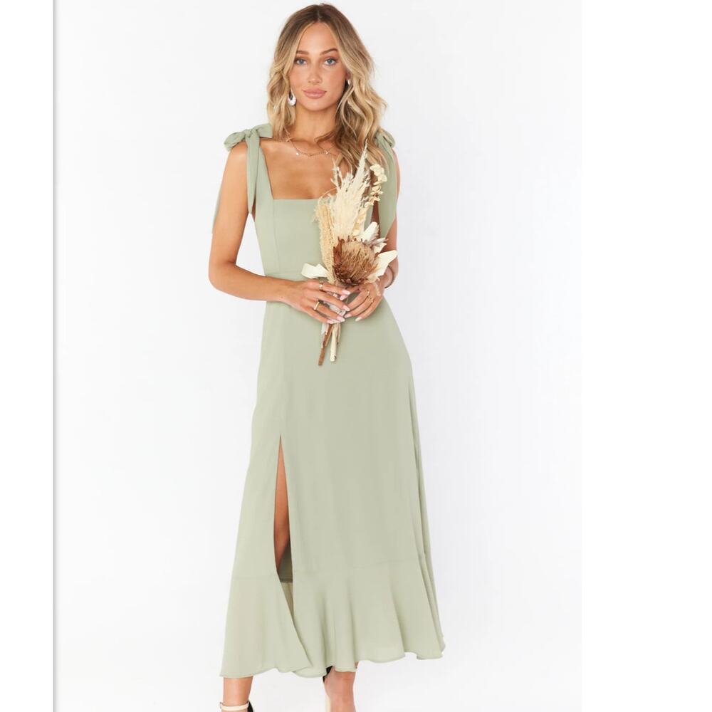 SHOW ME YOUR  MUMU Claire Midi Bridesmaid dress moss green Woman's Small‎